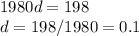 1980d=198 \\ d=198/1980=0.1