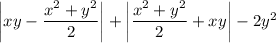 \left| xy - \dfrac{x^{2} + y^{2}}{2} \right| + \left| \dfrac{x^{2} + y^{2}}{2} + xy \right| - 2y^{2}