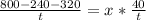 \frac{800-240-320}{t} =x*\frac{40}{t}