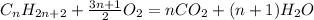 C_nH_{2n+2} + \frac{3n+1}{2}O_2 = nCO_2 + (n+1)H_2O