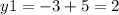 y1 = - 3 + 5 = 2