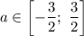 a \in \left[-\dfrac{3}{2}; \ \dfrac{3}{2} \right]