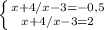 \left \{ {{x+4/x-3=-0,5} \atop {x+4/x-3=2}} \right.