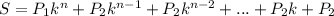 S=P_1k^n+P_2k^{n-1}+P_2k^{n-2}+...+P_2k+P_2