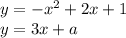 y = -x^{2} +2x+1\\y = 3x +a