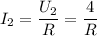 \displaystyle I_2=\frac{U_2}{R}=\frac{4}{R}