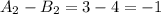 A_{2} -B_{2}= 3-4 = -1