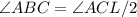 \angle ABC=\angle ACL/2