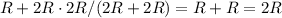 R + 2R\cdot2R/(2R+2R) = R+R = 2R