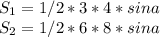 S_1=1/2*3*4*sina\\S_2=1/2*6*8*sina