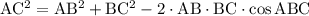 \mathrm{AC^2=AB^2+BC^2-2\cdot AB\cdot BC\cdot\cos ABC}