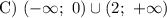 \text{C}) \ (-\infty; \ 0) \cup (2; \ +\infty)