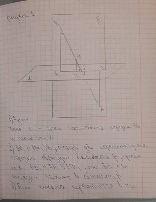 Через концы и середину M отреска AB пересекающего плоскость,проведены парралельные прямые,пересекающ