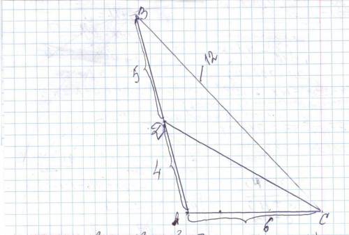 Дан треугольник ABC, у которого AB=9, ВС=12, AC=6. На стороне АВ отложен отрезок AD = 4 , и точка D