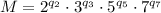 M = 2^{q_2}\cdot3^{q_3}\cdot5^{q_5}\cdot7^{q_7}