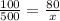 \frac{100}{500} = \frac{80}{x}