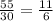 \frac{55}{30} = \frac{11}{6}