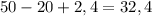 50-20+2,4=32,4