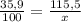 \frac{35,9}{100} =\frac{115,5}{x}