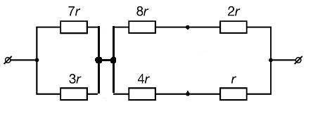 Определите общее сопротивление цепи, схема которой указана на рисунке, если известно, что r=30 Ом. о