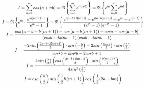 Cosa+cos(a+b)+...+cos(a+nb) Нужно узнать сумму