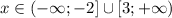 x \in (-\infty; -2] \cup [3;+\infty)