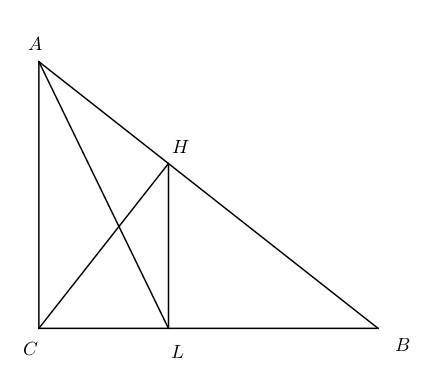 в прямоугольном треугольнике АВС с прамым углом С проведены бис. AL и высотa CH. Найдите косинус угл