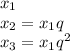 x_1\\ x_2=x_1q\\ x_3=x_1q^2