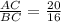 \frac{AC}{BC} = \frac{20}{16}