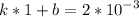 \displaystyle k*1+b=2*10^{-3}