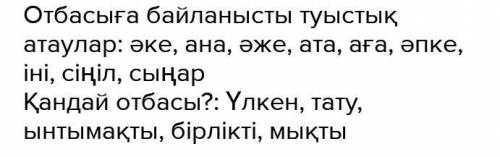 Бірінші диаграммаға отбасымен байланысты туыстық атауларын екінші диаграммаға «Қандай отбасы?» деген