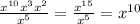 \frac{x^{10}x^{3} x^{2} }{x^{5} } =\frac{x^{15} }{x^{5} } =x^{10}