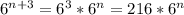 6^{n+3}=6^3*6^n=216*6^n