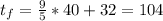 t_{f} = \frac{9}{5} * 40 + 32 = 104