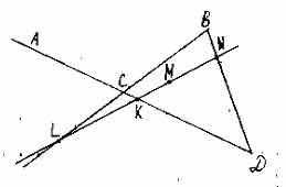 Перечертите рис 23 в тетрадь и отметьте точку N на отрезке BD так, чтобы прямая MN пересекала прямые