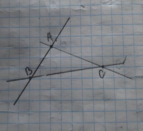 Отметьте три точки A, B и C, не лежащие на однойпрямой, и проведите прямые AB, BC и CA.​
