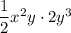 \dfrac{1}{2}x {}^{2} y \cdot 2y {}^{3}