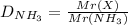 D_{NH_3} = \frac{Mr(X)}{Mr(NH_3)}