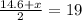 \frac{14.6 + x}{2} = 19