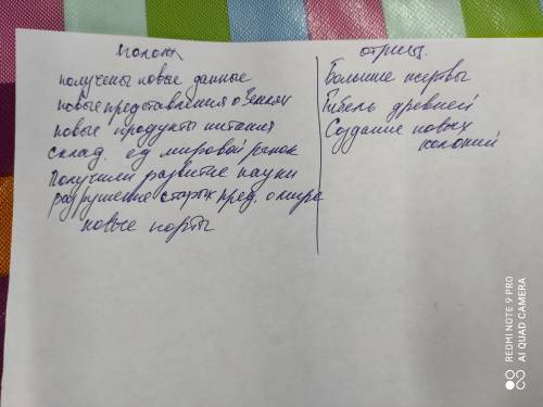 распределить высказывания из файла на две группы: Положительные стороны географических открытий,