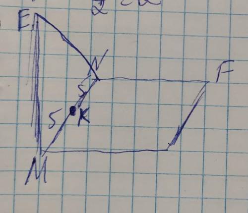 Точка K - спільна точка двох площин MNF і MNE. Знайдіть відрізок MN, якщо MK=KN=5см ​