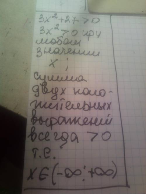 Решите на множестве R неравенство: 1) 16x²+1≤8x 2) 3x²+27>0 Можно подробный ответ,само решение