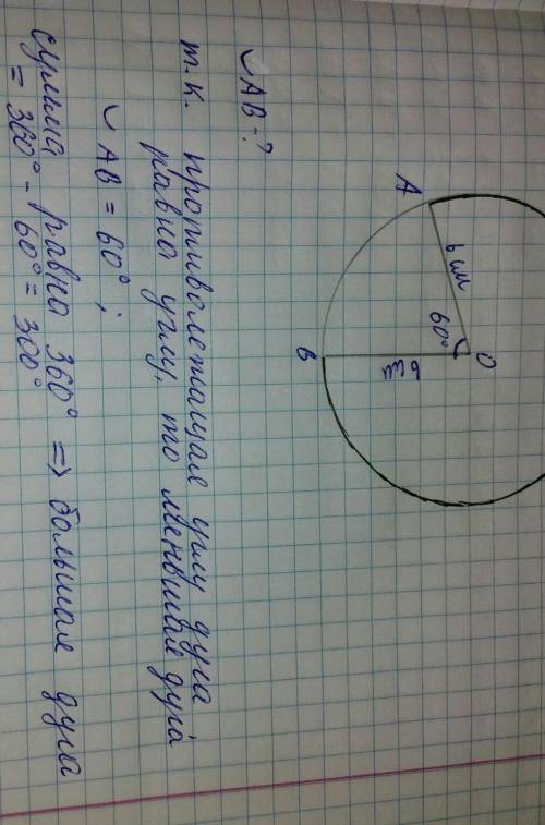 Угол между двумя радиусами равен 60°. Найдите длину дуги, на которую опирается этот угол, если радиу