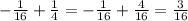 - \frac{1}{16} + \frac{1}{4} = - \frac{1}{16} + \frac{4}{16} = \frac{3}{16}