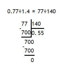 Разделить 0,77:1,4 и объясните как это сделать