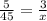 \frac{5}{45} = \frac{3}{x}