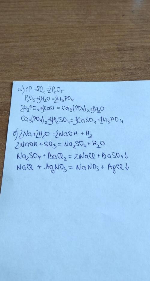 А) Р—Р,05 — HPO4 -> Саз(PO4)2 + CaSO4б) Na + NaOH = Na2SO4 + NaCI -> NaNO3​