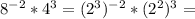 8^{-2}*4^3=(2^3)^{-2}*(2^2)^3=