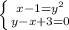 \left \{ {{x-1=y^{2} } \atop {y-x+3=0}} \right.