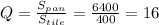 Q = \frac{S_{pan} }{S_{tile}} = \frac{6400}{400} = 16